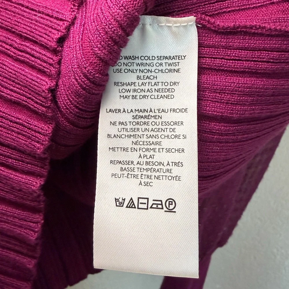 Anthropologie Puff-Sleeve Shimmer Plum Ribbed Knit Top Sheer Puff Sleeves Boho S